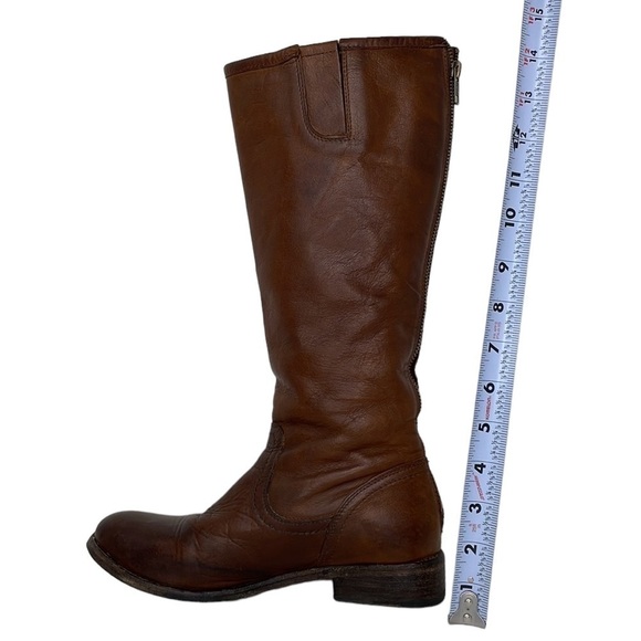 Frye Riding Boots Tall Equestrian Leather Buckle Zip Brown Size 6 - Picture 7 of 13